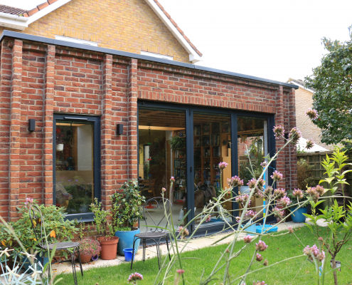 exterior brickwork extension in rear garden