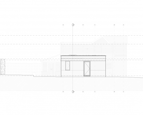 Side elevation drawing of single storey extension